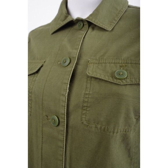 Talbots Womens Green Button Down Utility Jacket Blazer Pom Pom Detail XS - Picture 4 of 6